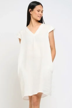 Cap Sleeve Linen Dress