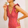 Cerise Plunge Swimsuit: Size XS