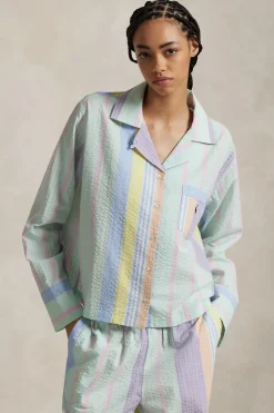 Coastal Stripe Seersucker Long Pajama Set