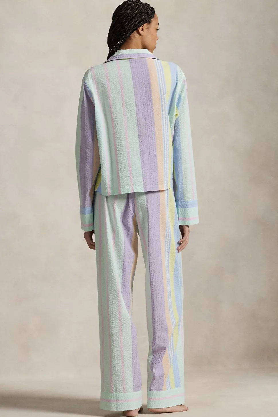 Coastal Stripe Seersucker Long Pajama Set