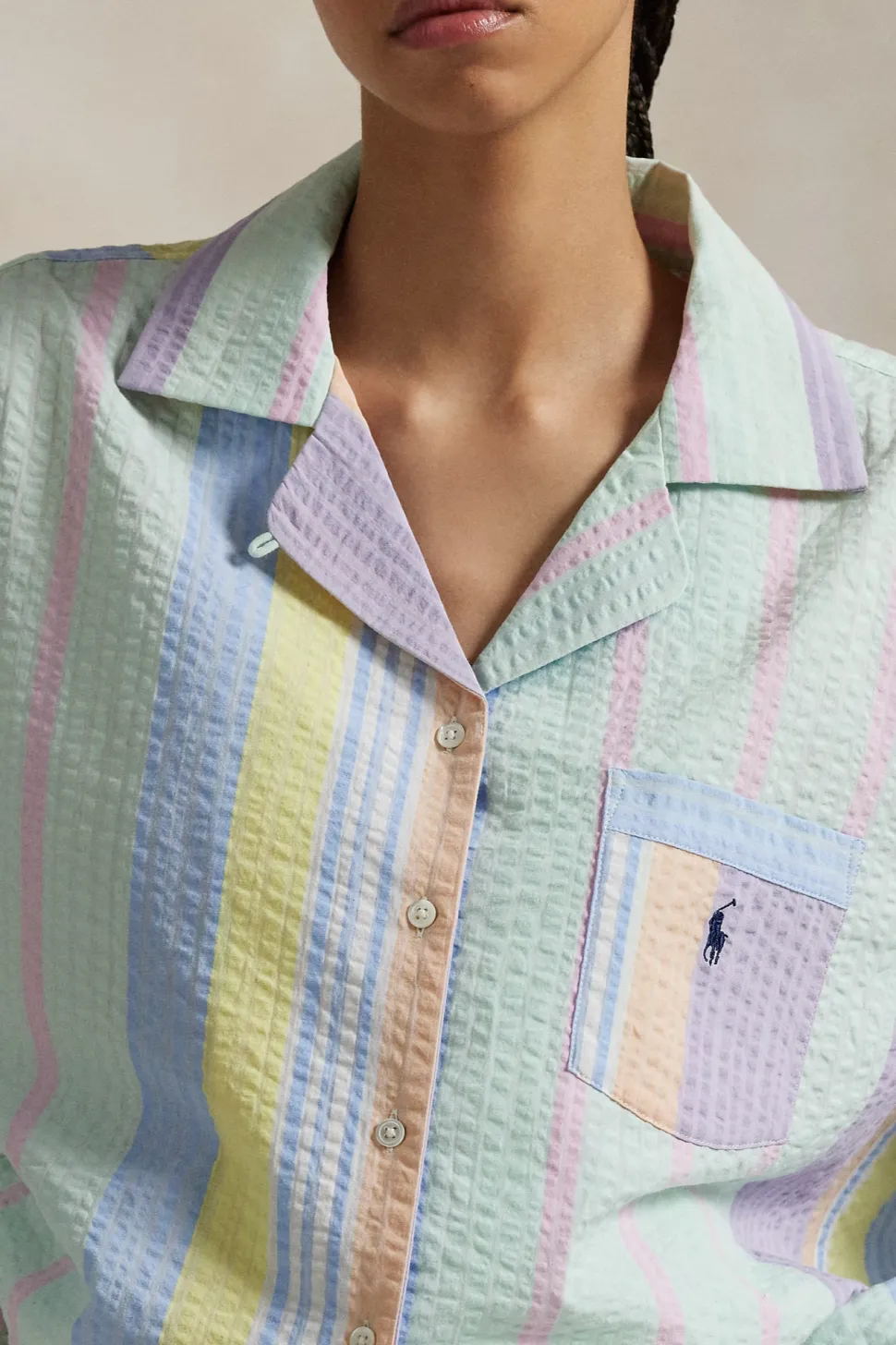 Coastal Stripe Seersucker Long Pajama Set