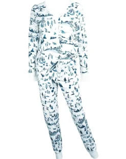 Family PJ Sets: Cotton Ski Toile Pajamas: Women`s Size M, L