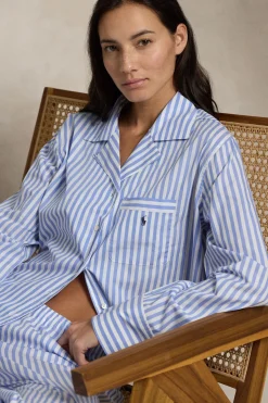 Hydrangea Blue Striped Cotton Pajama Set