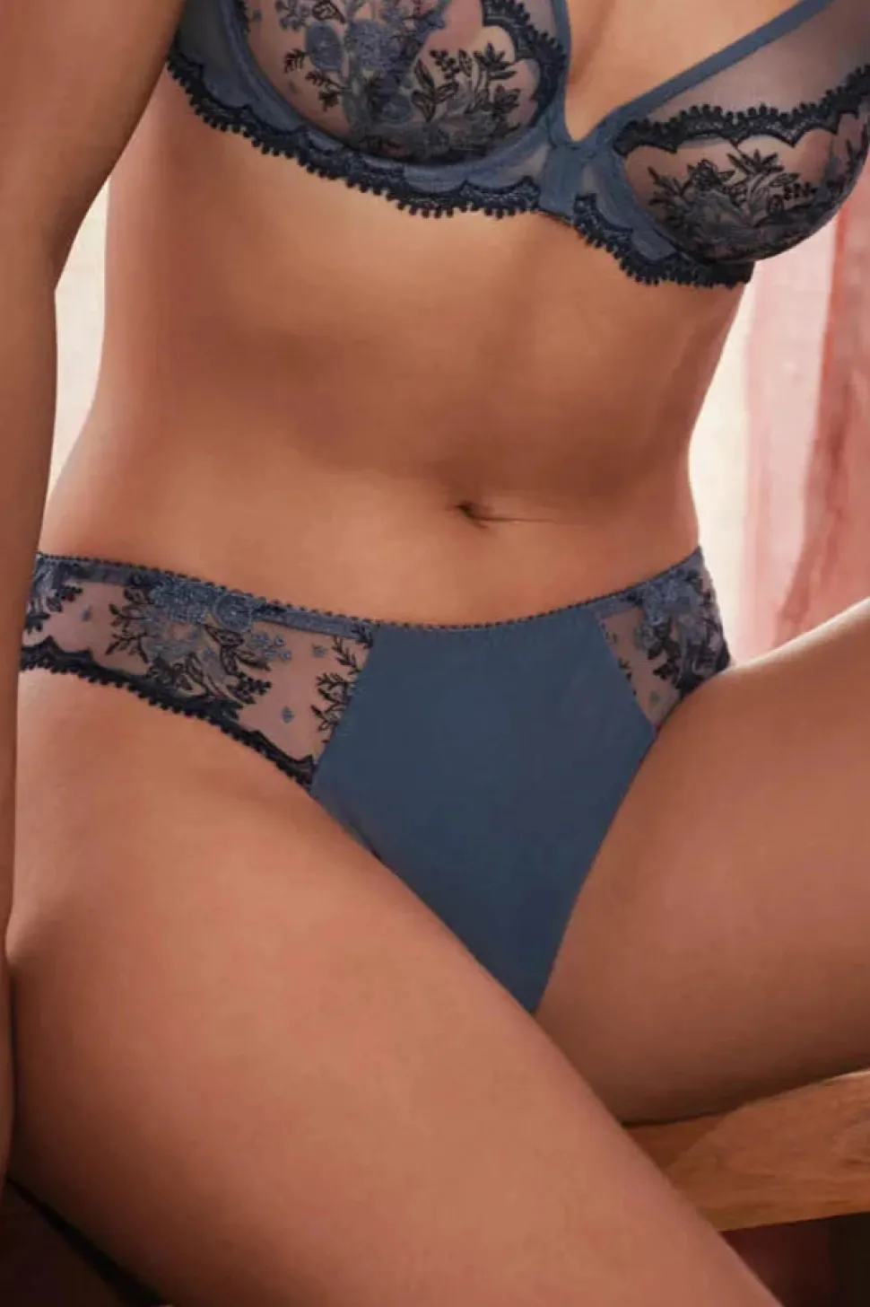 Intrigue Tanga: Cinder Blue: Size XS