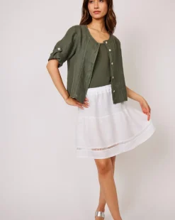Linen Ladder Trim Skirt: Size S