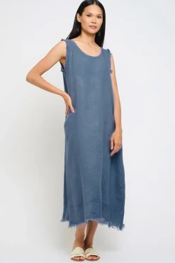 Long Fringe Linen Dress