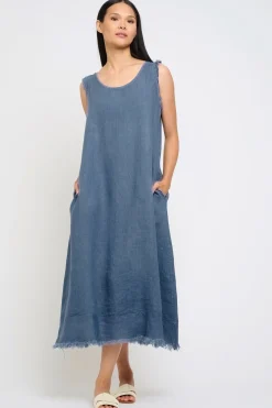 Long Fringe Linen Dress