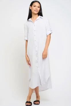 Long Linen Blouse Dress With Rounded Couture
