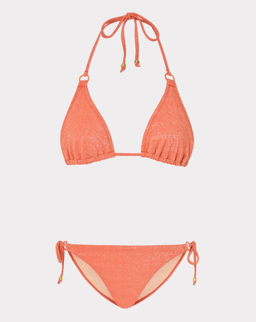 Metallic Ring Triangle Bikini Set