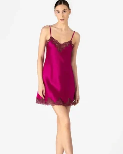 Morgan Lace Spaghetti Silk Chemise, Size XS