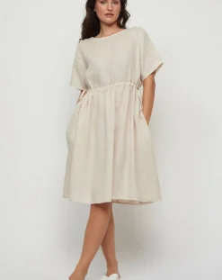 Oversize Linen Drawstring Dress