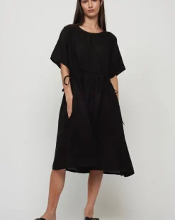 Oversize Linen Drawstring Dress