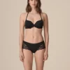 Pearl Padded Heart Shape Bra: Black 36A