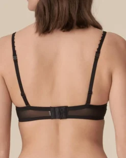 Pearl Padded Heart Shape Bra: Black 36A