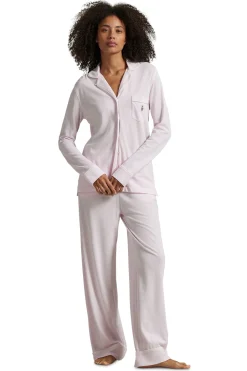 Pink Lady Knit Oxford Long Pajama Set