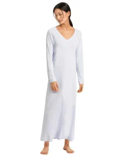 Pure Essence Long Sleeve Nightdress: Blue Glow, Off White