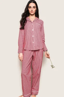 Red Gingham Flannel Pajama Set