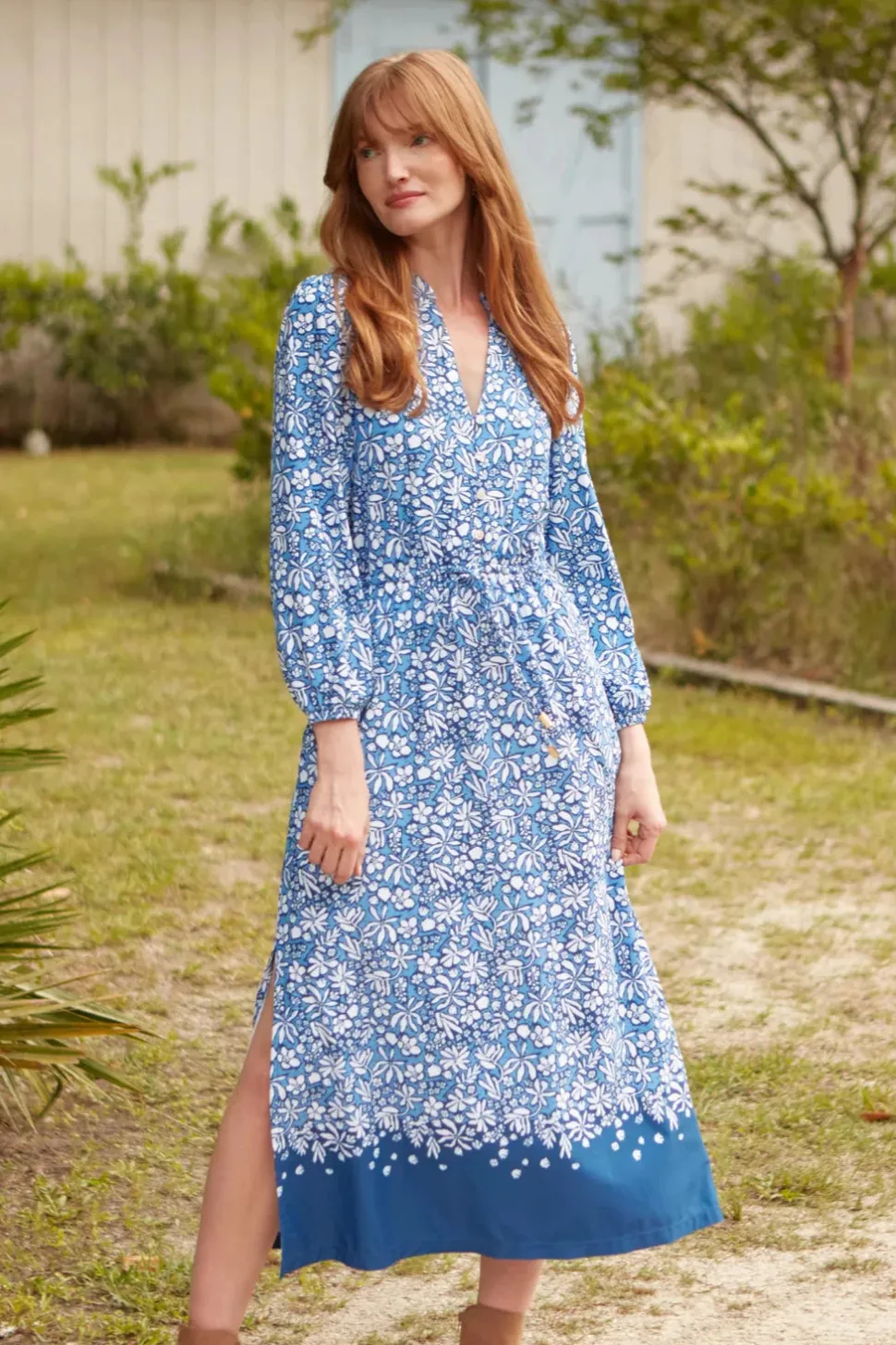 Seaside Navy Button Down Maxi Dress