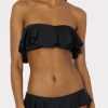 Solid Ruffle Bandeau Bikini Set