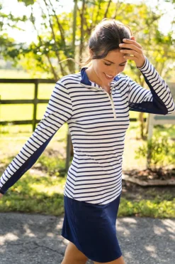 Striped Performance 1/4 Zip Sport Top