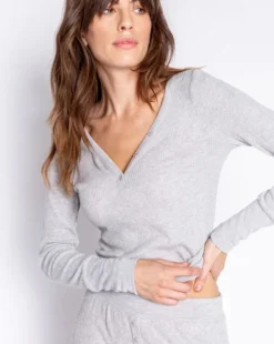 Textured Essentials Long Sleeve Top: S, L, XL