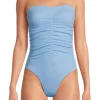 Textured Ruched One Piece Swimsuit