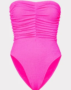 Textured Ruched One Piece Swimsuit