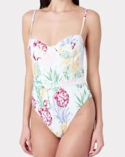Tropical Pineapple Belted One Piece Swimsuit