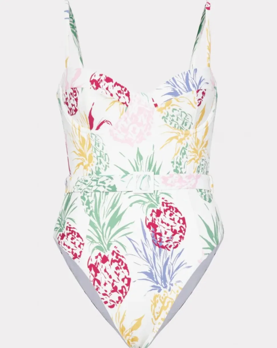 Tropical Pineapple Belted One Piece Swimsuit