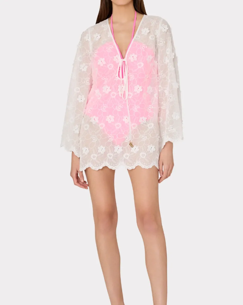 Viara 3D Floral Embroidery Coverup Dress