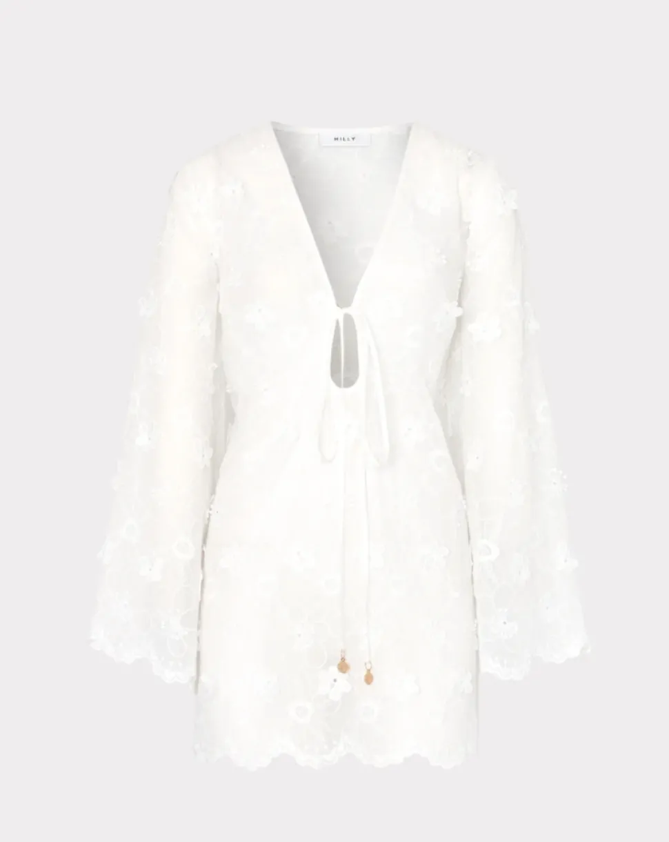 Viara 3D Floral Embroidery Coverup Dress