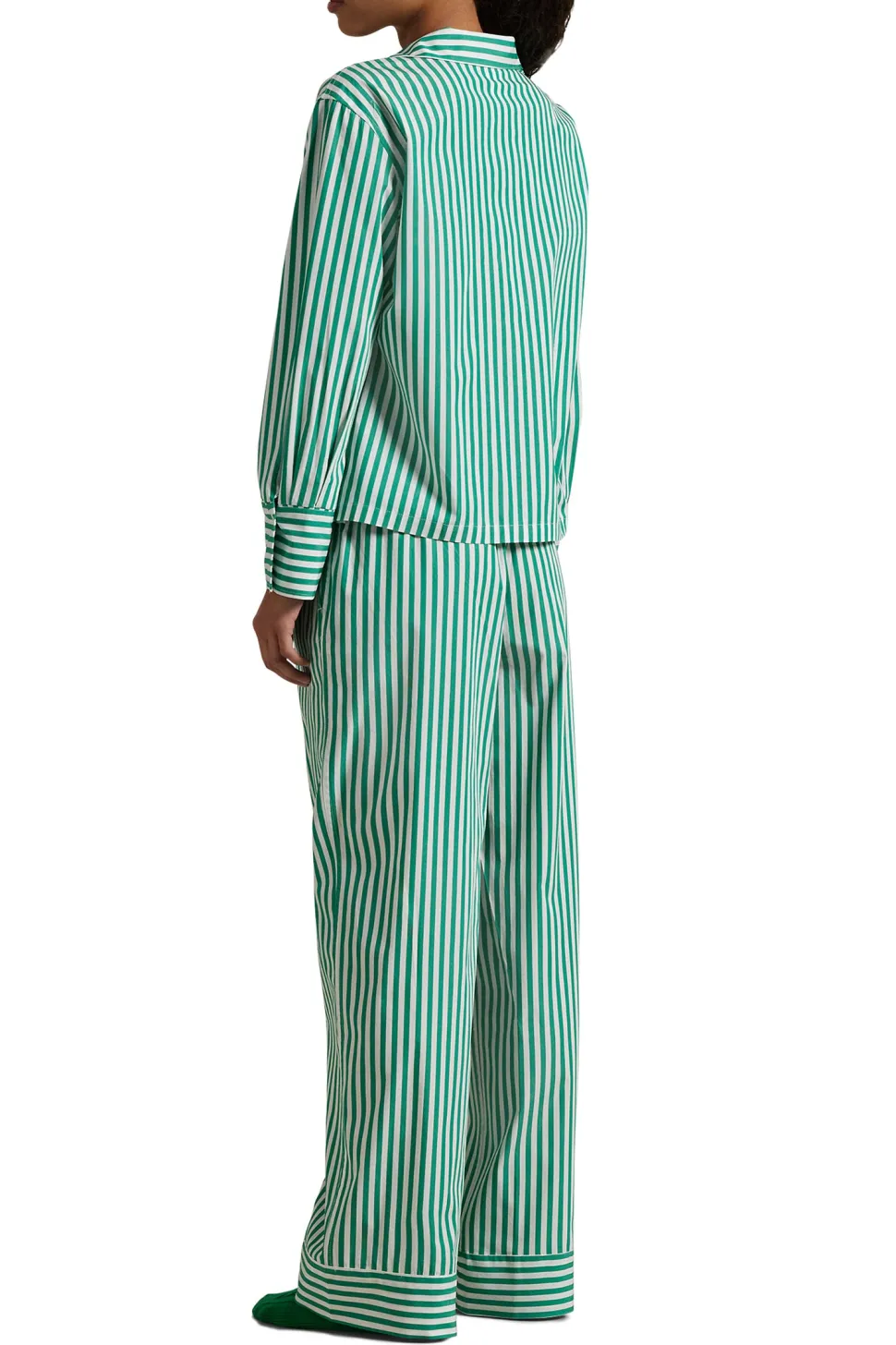 Vine Green Striped Cotton Pajama Set