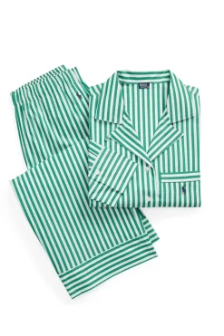 Vine Green Striped Cotton Pajama Set
